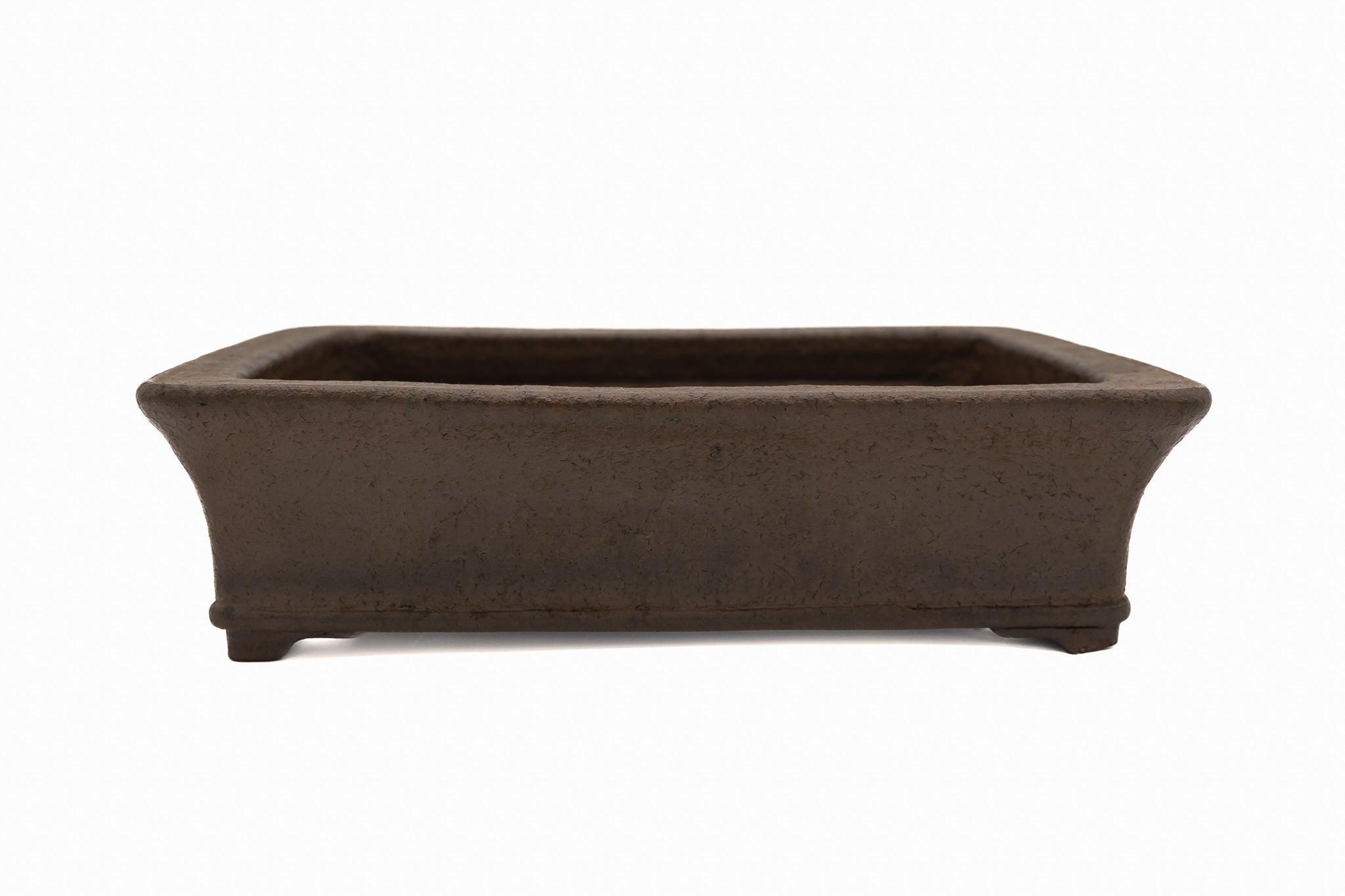 Maceta rectangular grande para bonsái sin esmaltar – Borde plano, borde inferior