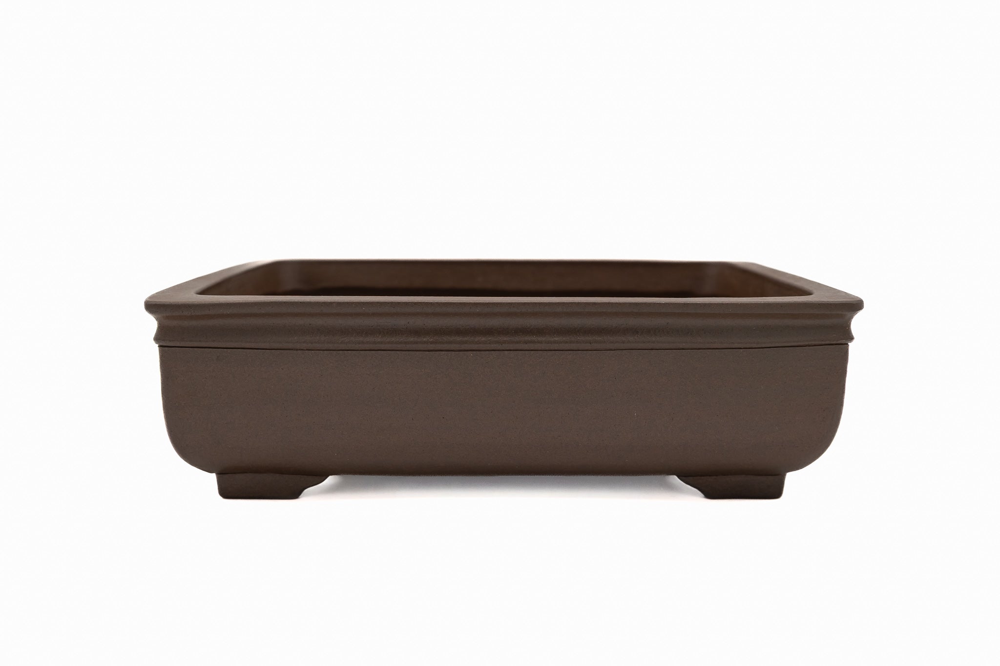 Maceta rectangular grande sin esmaltar para bonsáis: forma llamativa, esquinas suaves.