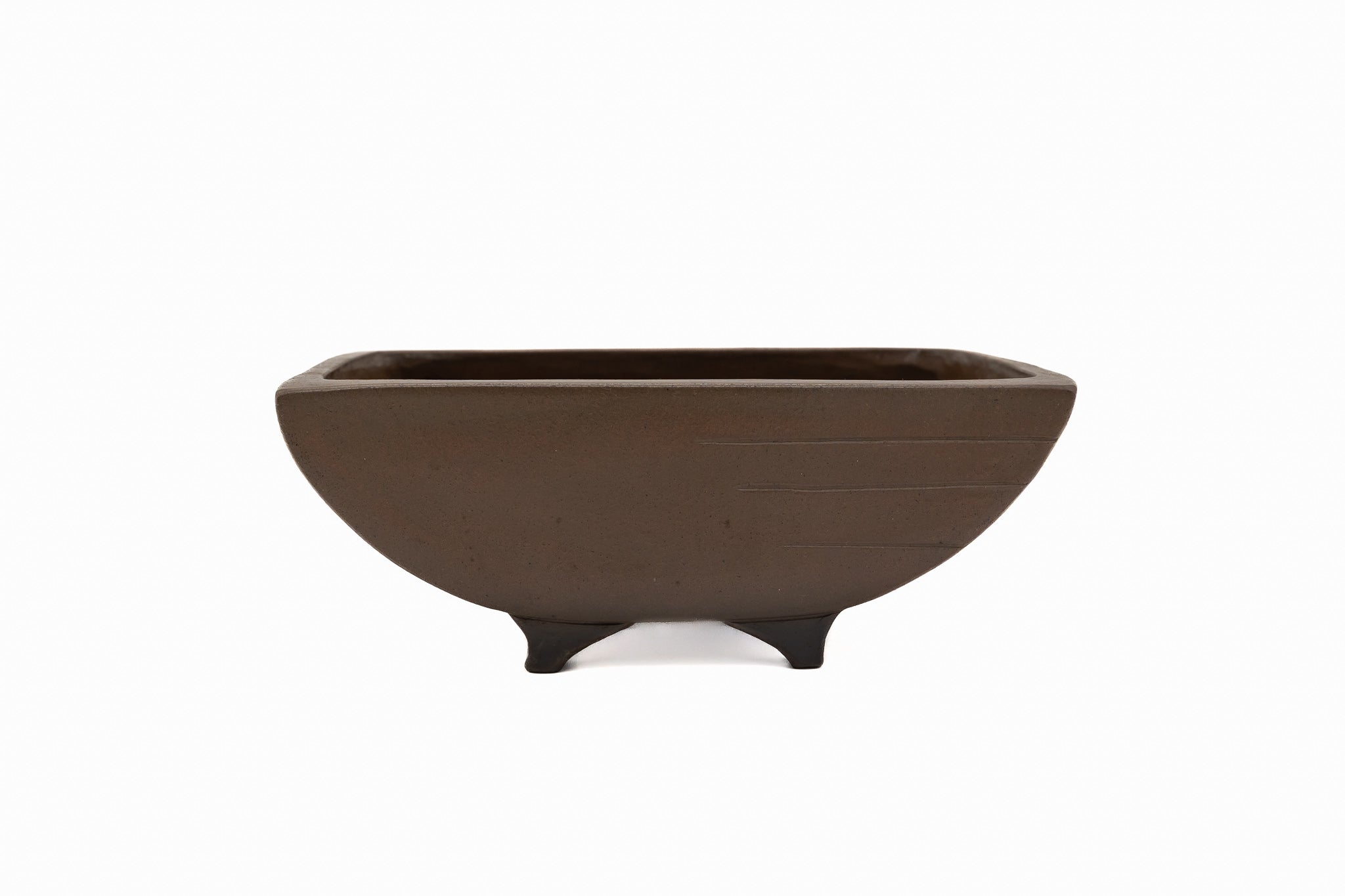 Maceta rectangular mediana sin esmaltar para bonsái – Estilo vintage, forma poco convencional, 13x8,5x4,5